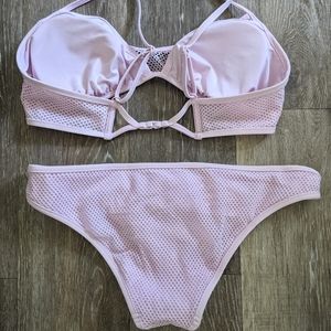 NWOT Pink Victoria's Secret mesh bikini set large